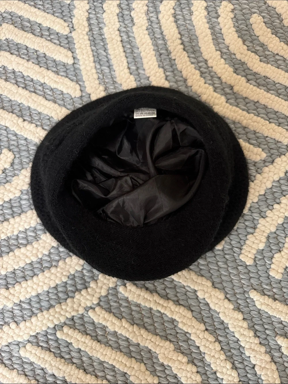 Y2K Black Angora Fuzzy Newsboy Cap Rhinestone Flower Hat